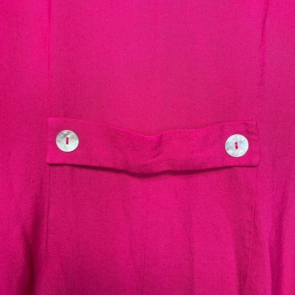 Jennifer Jeffries Women’s Vintage Fuchsia Button Up Short Sleeve Long Dress 10 - Picture 8 of 12